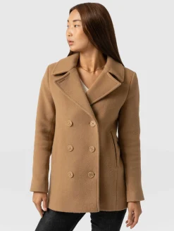 Discount Saint and Sofia Quinn Pea Coat - Camel