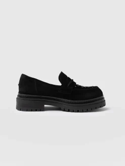Online Saint and Sofia Raine Studded Loafer - Black Suede
