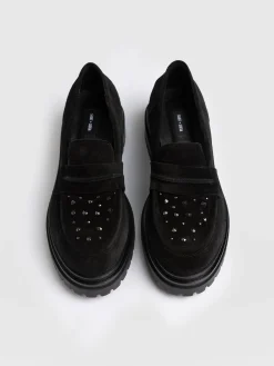Online Saint and Sofia Raine Studded Loafer - Black Suede