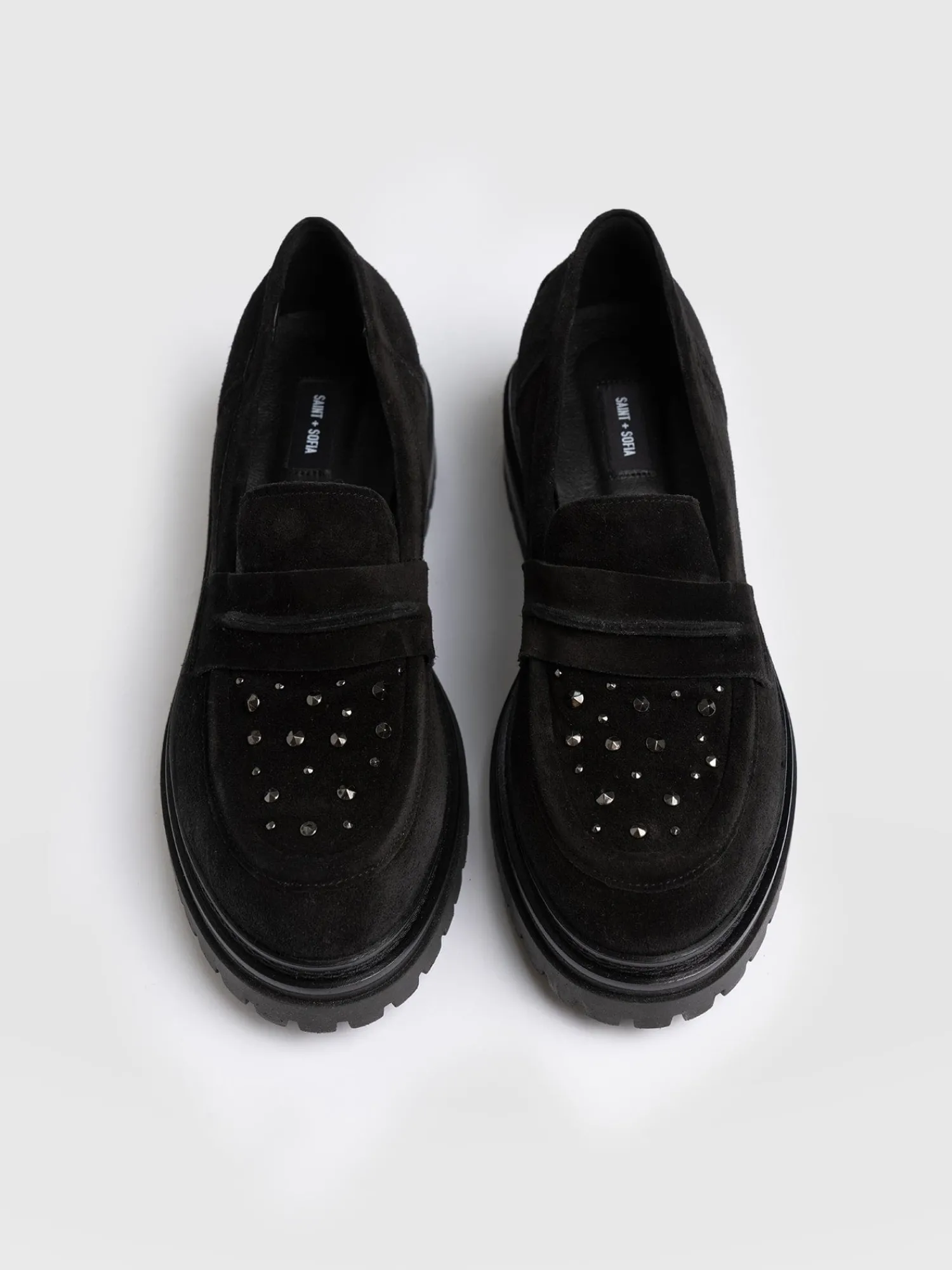 Online Saint and Sofia Raine Studded Loafer - Black Suede