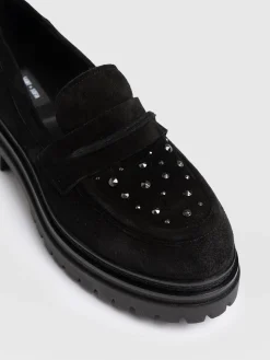 Online Saint and Sofia Raine Studded Loafer - Black Suede
