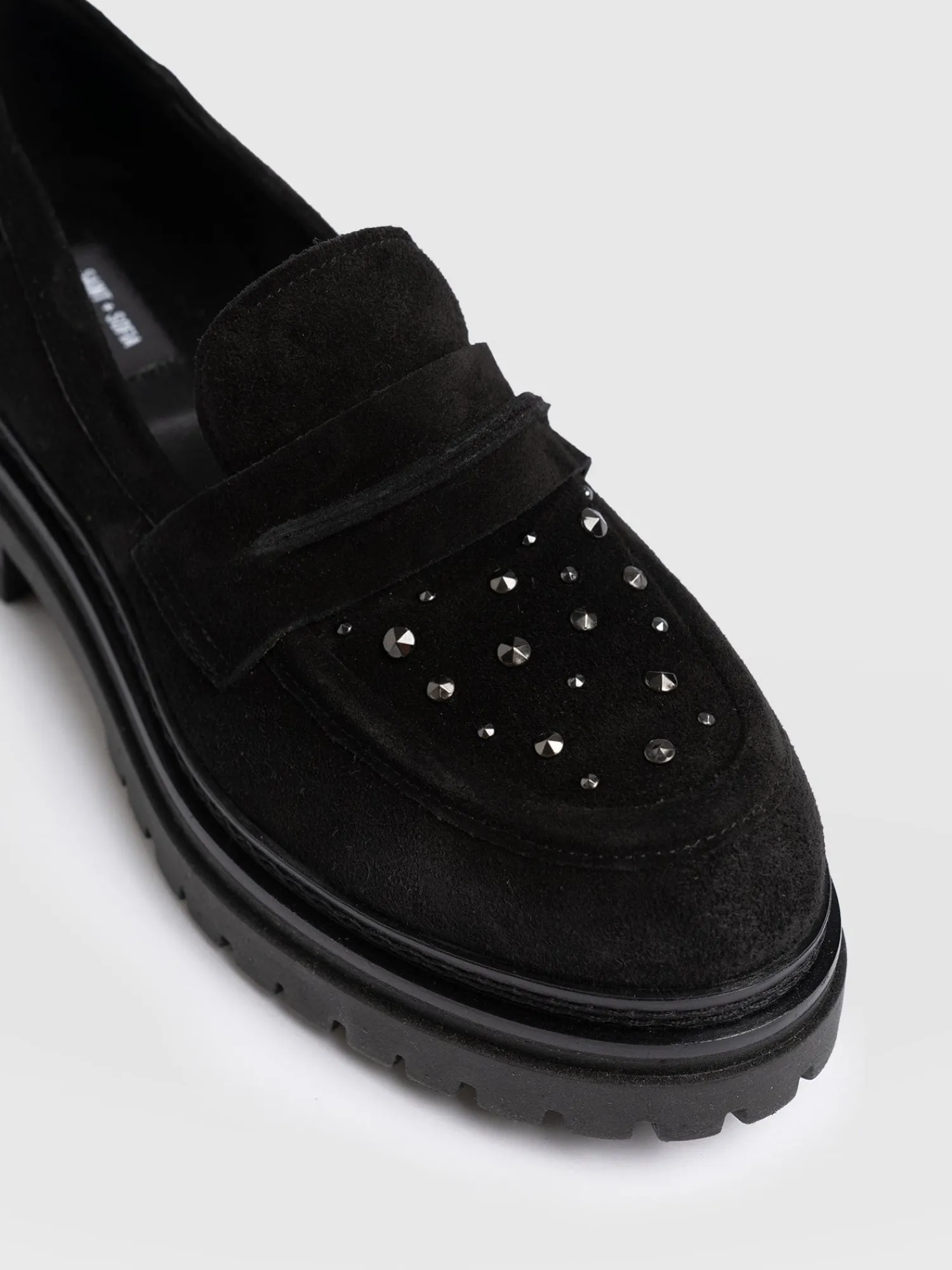 Online Saint and Sofia Raine Studded Loafer - Black Suede