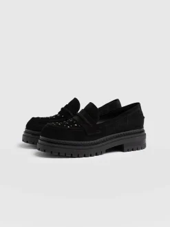 Online Saint and Sofia Raine Studded Loafer - Black Suede
