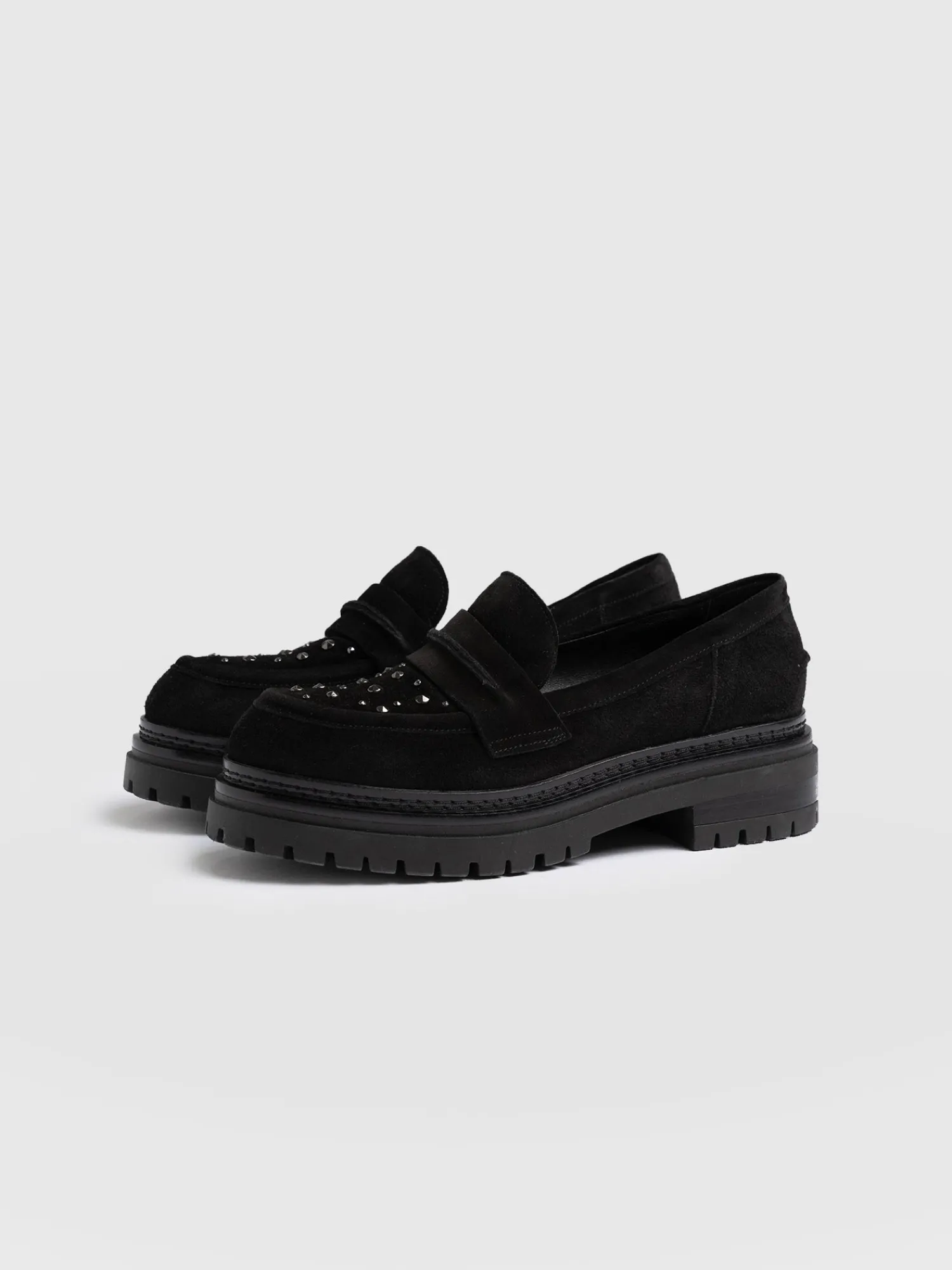 Online Saint and Sofia Raine Studded Loafer - Black Suede