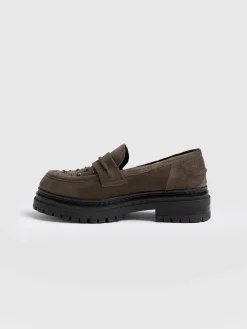 Best Saint and Sofia Raine Studded Loafer - Taupe Suede