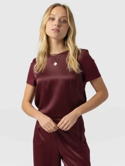 Online Saint and Sofia Rayner Contrast Tee - Maroon