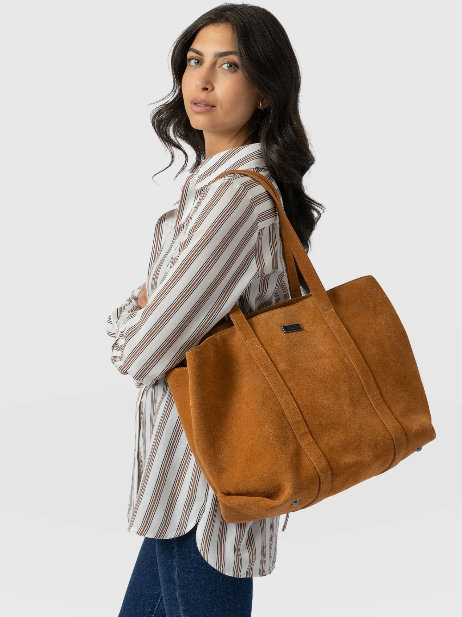 New Saint and Sofia Reagan Tie Shirt - Beige Stripe