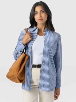 New Saint and Sofia Reagan Tie Shirt - Blue Stripe