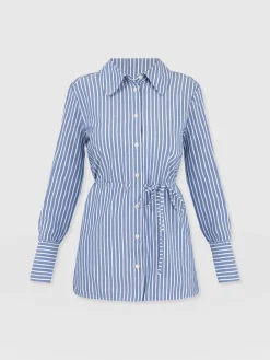 New Saint and Sofia Reagan Tie Shirt - Blue Stripe