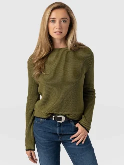 Fashion Saint and Sofia Remy Crop Sweater - Khaki