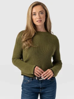 Fashion Saint and Sofia Remy Crop Sweater - Khaki