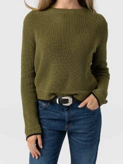 Fashion Saint and Sofia Remy Crop Sweater - Khaki