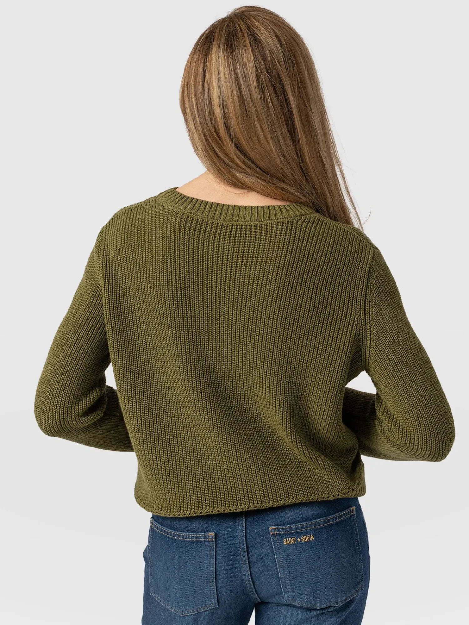 Fashion Saint and Sofia Remy Crop Sweater - Khaki