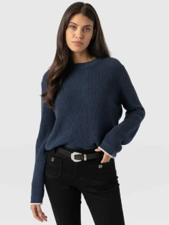 Best Saint and Sofia Remy Crop Sweater - Navy