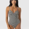 Hot Saint and Sofia Riley Cross Front Swimsuit - Stripe