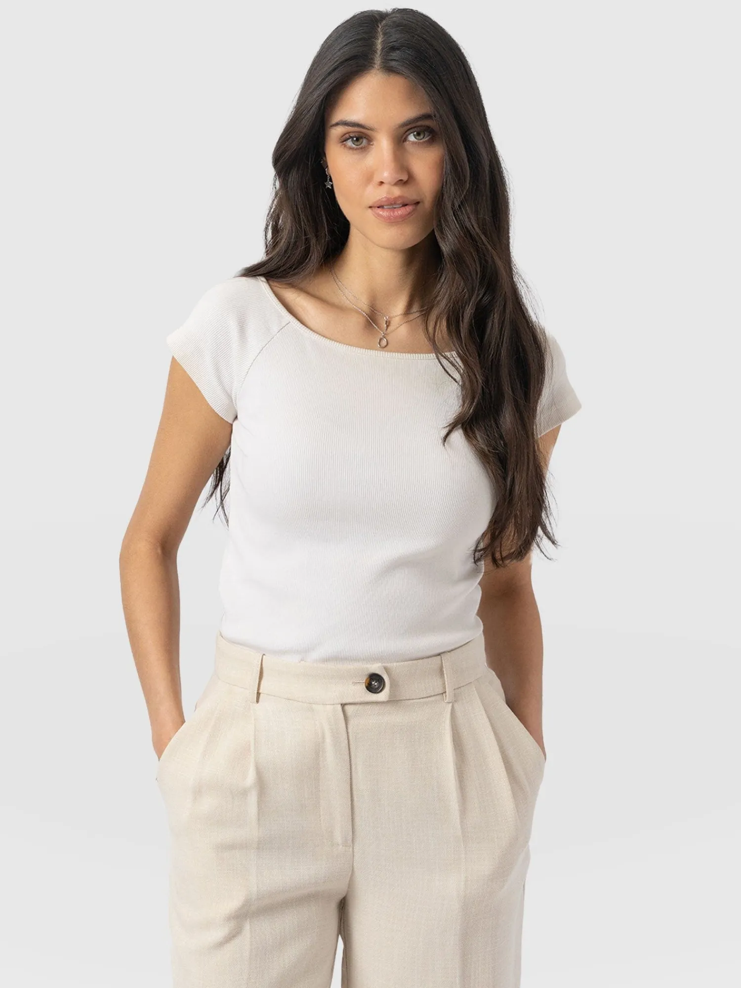 Clearance Saint and Sofia Riviera Tee - Cream