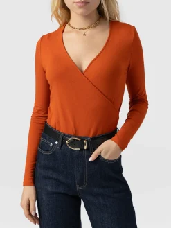 Outlet Saint and Sofia Rosa Wrap Tee Long Sleeve - Amber