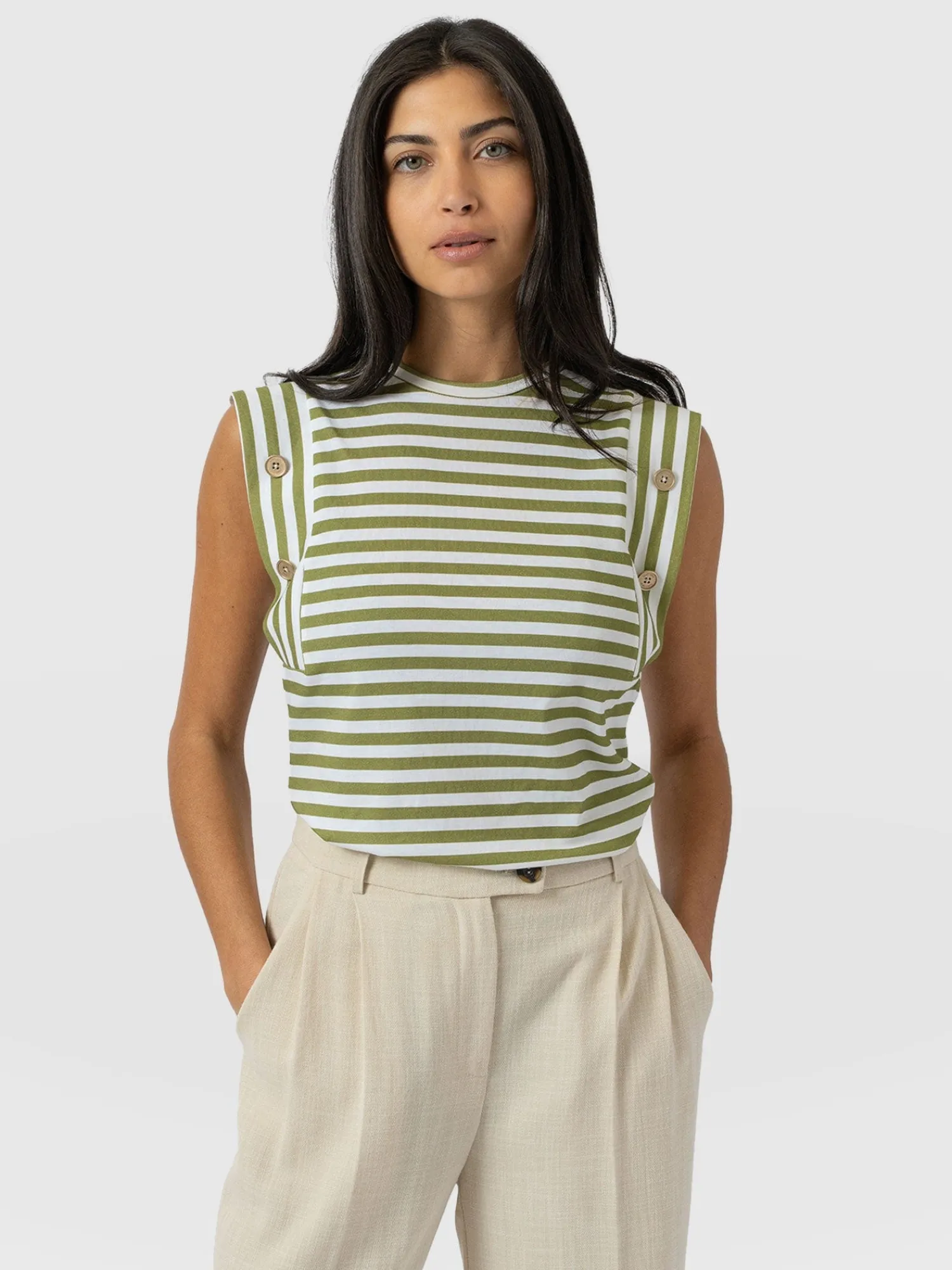 Outlet Saint and Sofia Rowan Tee - Green Stripe