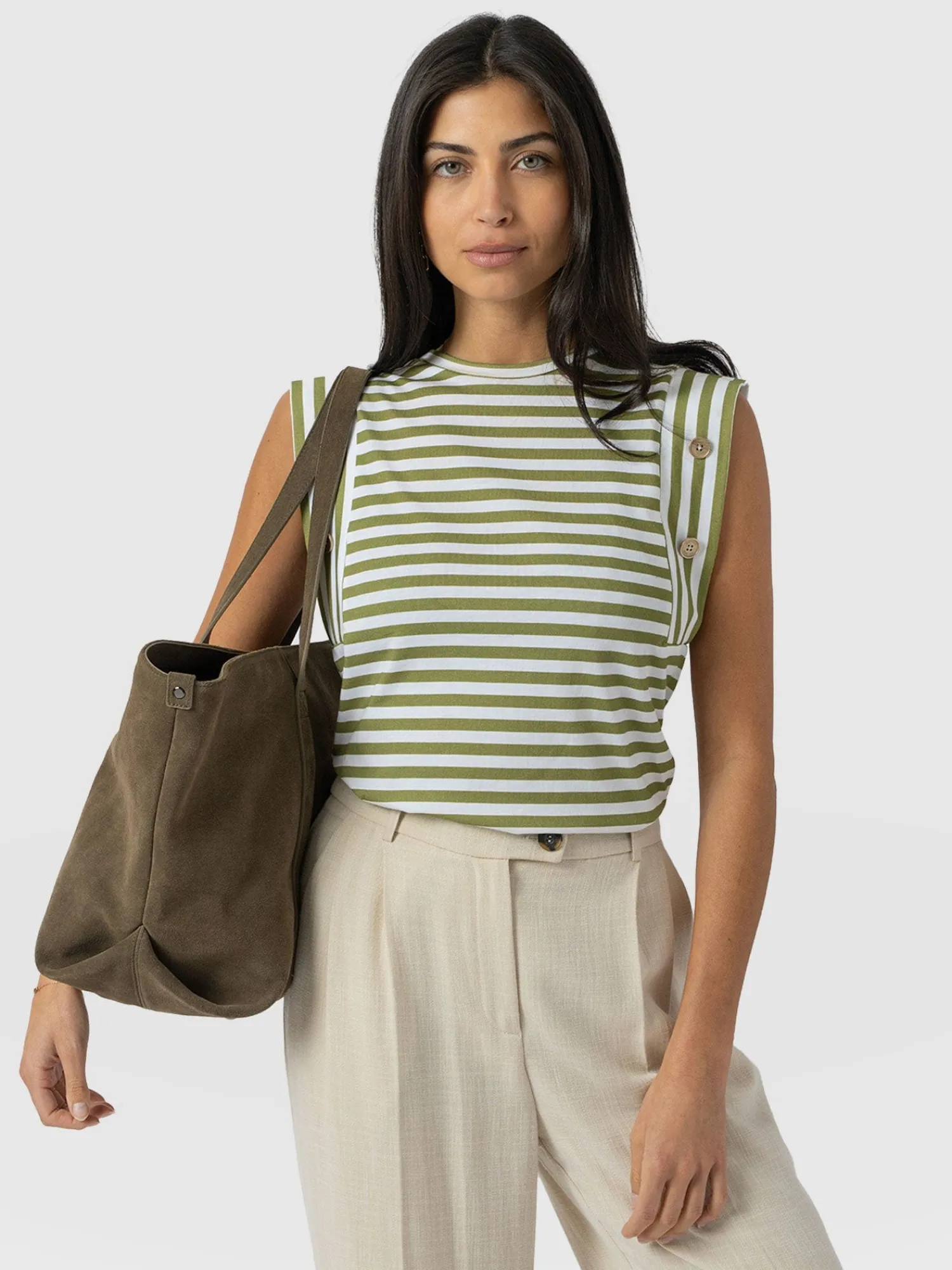 Outlet Saint and Sofia Rowan Tee - Green Stripe