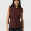 Hot Saint and Sofia Rowan Tee - Maroon Eyelet