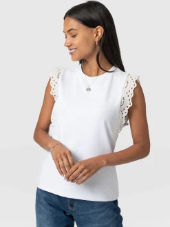 Clearance Saint and Sofia Rowan Tee - White Broderie