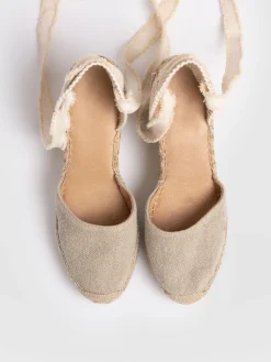 Outlet Saint and Sofia Rowe Espadrille Tie Wedges - Cream