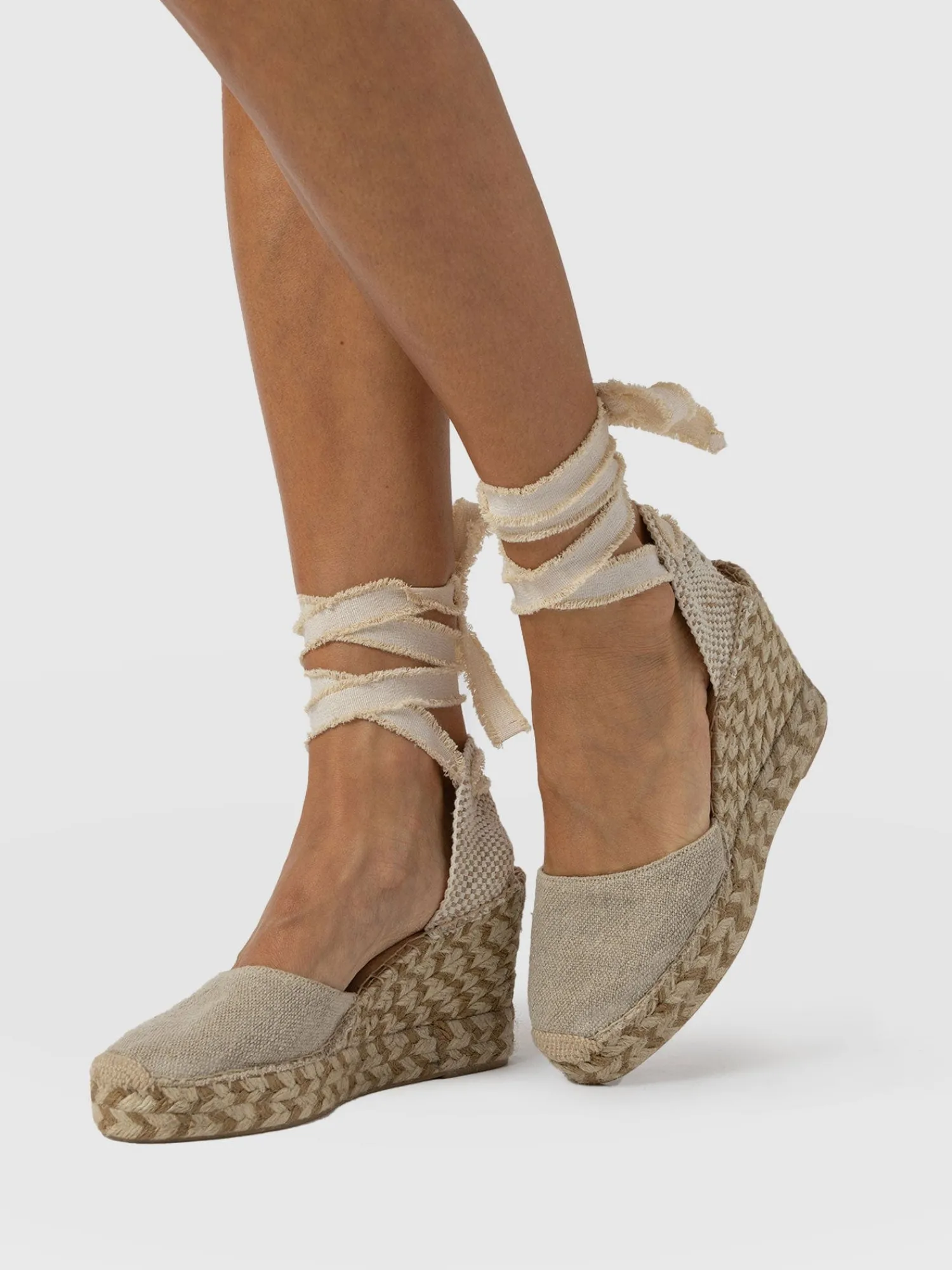 Outlet Saint and Sofia Rowe Espadrille Tie Wedges - Cream