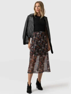 Outlet Saint and Sofia Runway Mesh Skirt - 70's Paisley