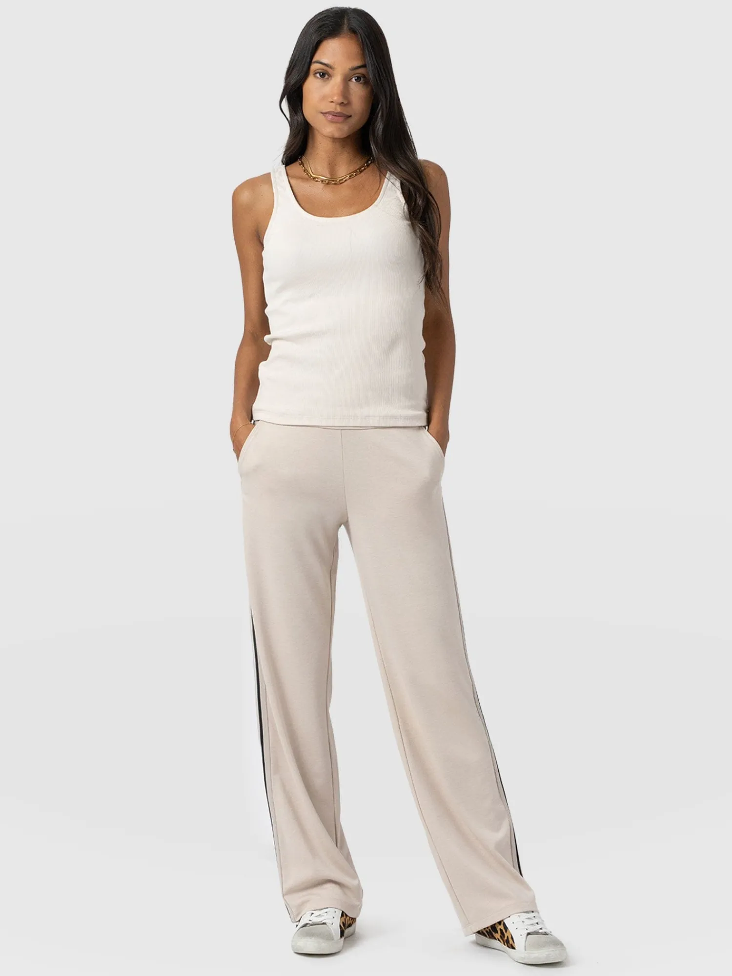 New Saint and Sofia Runway Pant - Light Beige Stripe