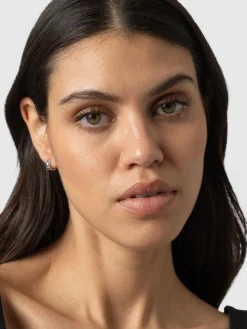 New Saint and Sofia Scatter Star Huggie Earrings - Silver/Black