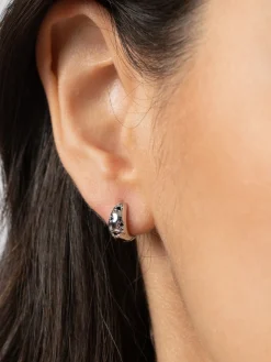 New Saint and Sofia Scatter Star Huggie Earrings - Silver/Black