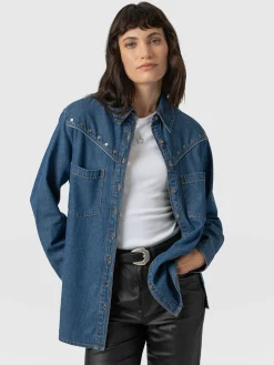 Clearance Saint and Sofia Sidney Denim Shirt - Mid Blue