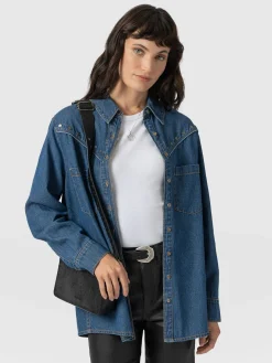 Clearance Saint and Sofia Sidney Denim Shirt - Mid Blue