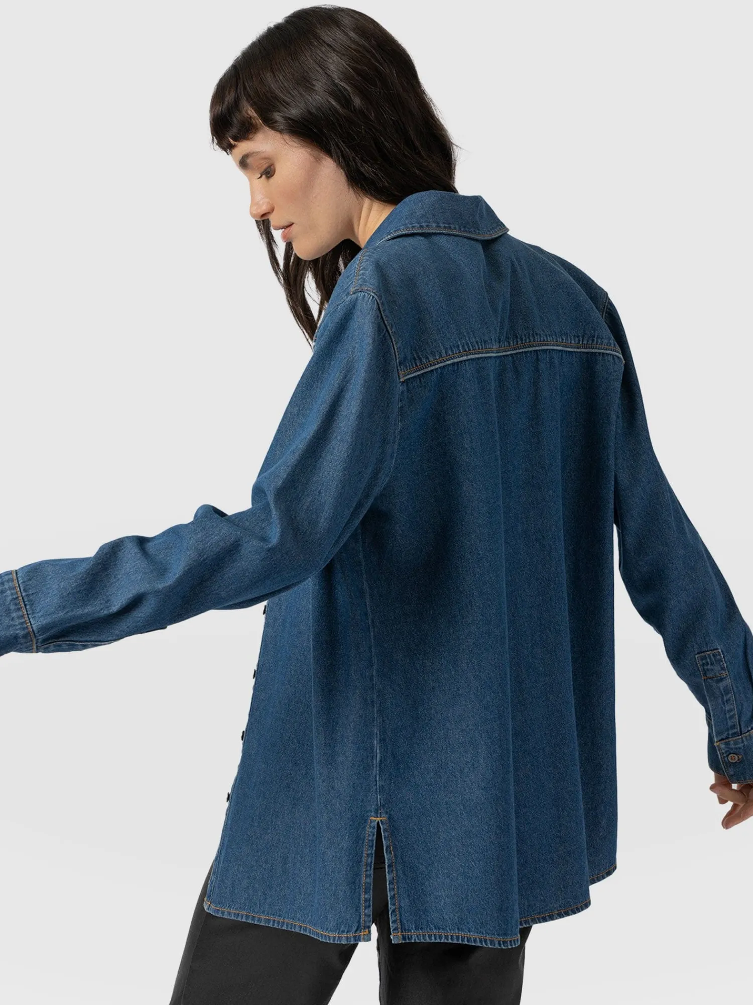 Clearance Saint and Sofia Sidney Denim Shirt - Mid Blue