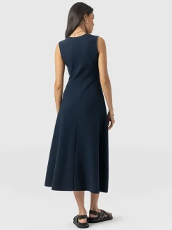 Outlet Saint and Sofia Sleeveless Maggie Wrap Dress - Navy Textured