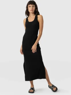 Outlet Saint and Sofia Sleeveless Rib Dress - Black