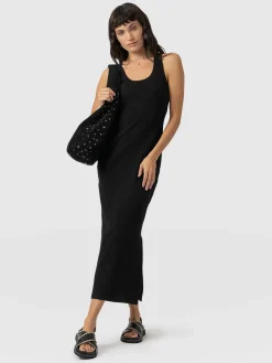 Outlet Saint and Sofia Sleeveless Rib Dress - Black