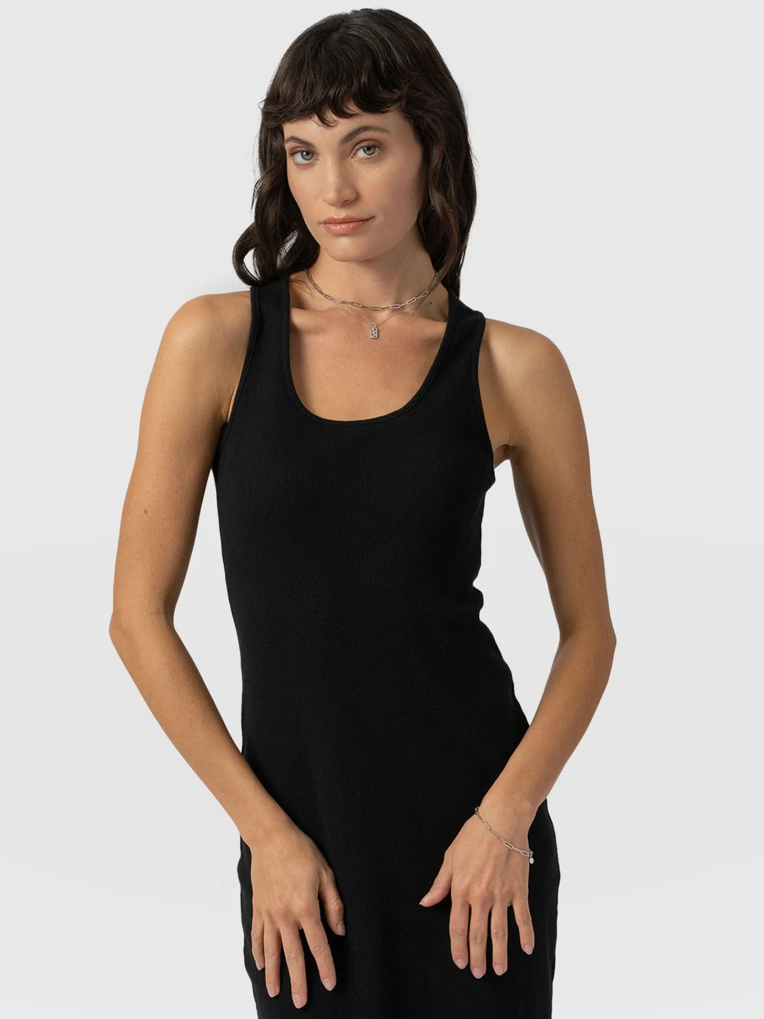 Outlet Saint and Sofia Sleeveless Rib Dress - Black