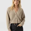 Fashion Saint and Sofia Soho Crop Cardigan - Beige