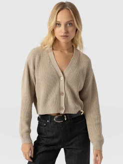 Fashion Saint and Sofia Soho Crop Cardigan - Beige