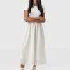 Online Saint and Sofia Sophia Contrast Dress - White Broderie