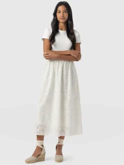 Online Saint and Sofia Sophia Contrast Dress - White Broderie