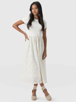 Online Saint and Sofia Sophia Contrast Dress - White Broderie