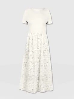 Online Saint and Sofia Sophia Contrast Dress - White Broderie