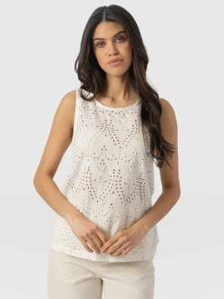 Fashion Saint and Sofia Sophia Contrast Tank - White Broderie