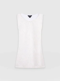 Fashion Saint and Sofia Sophia Contrast Tank - White Broderie