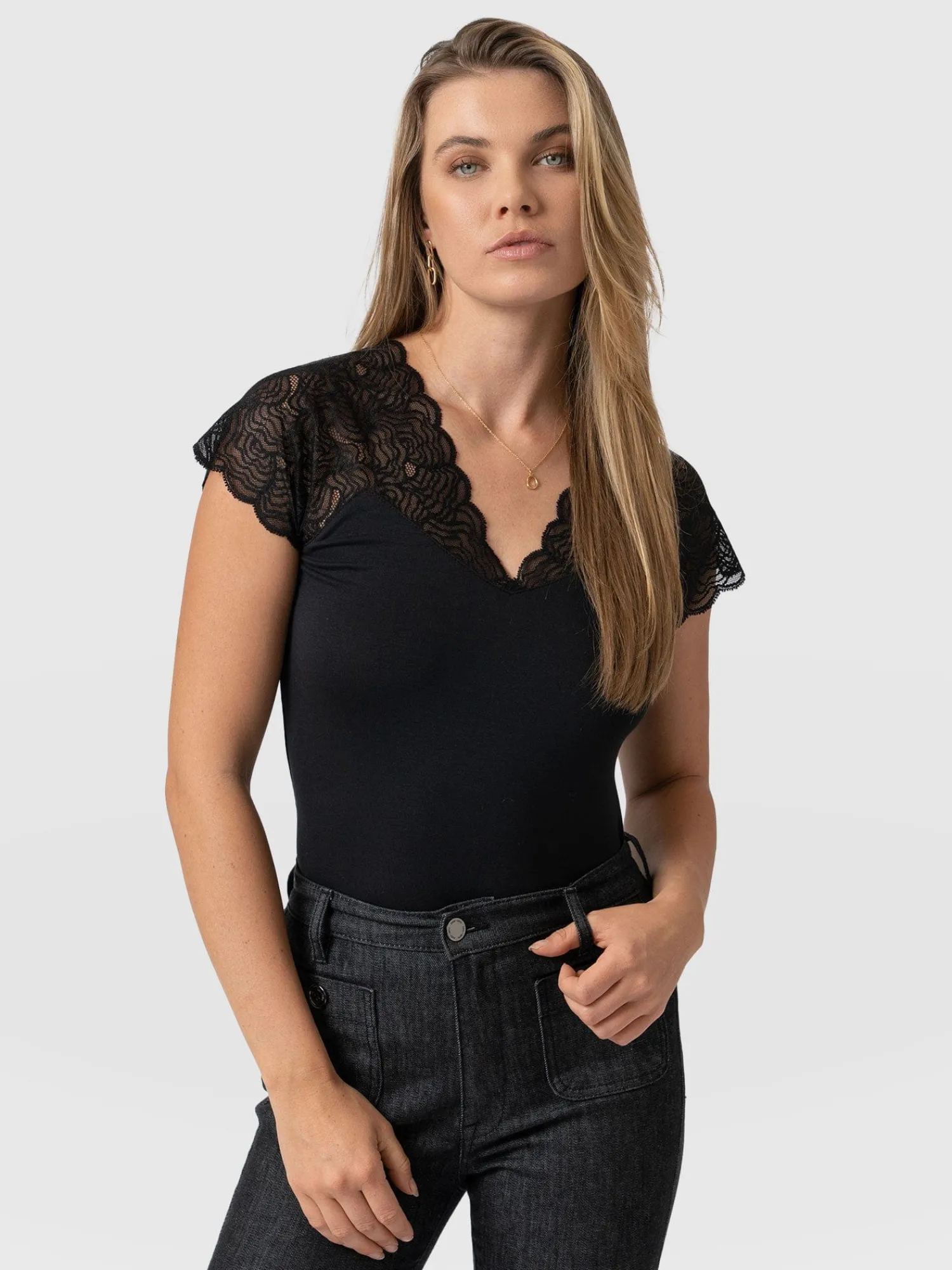 Outlet Saint and Sofia Sophia Lace Tee - Black