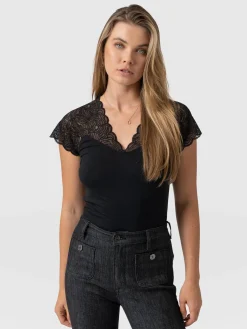 Outlet Saint and Sofia Sophia Lace Tee - Black