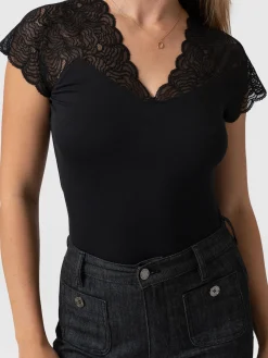 Outlet Saint and Sofia Sophia Lace Tee - Black