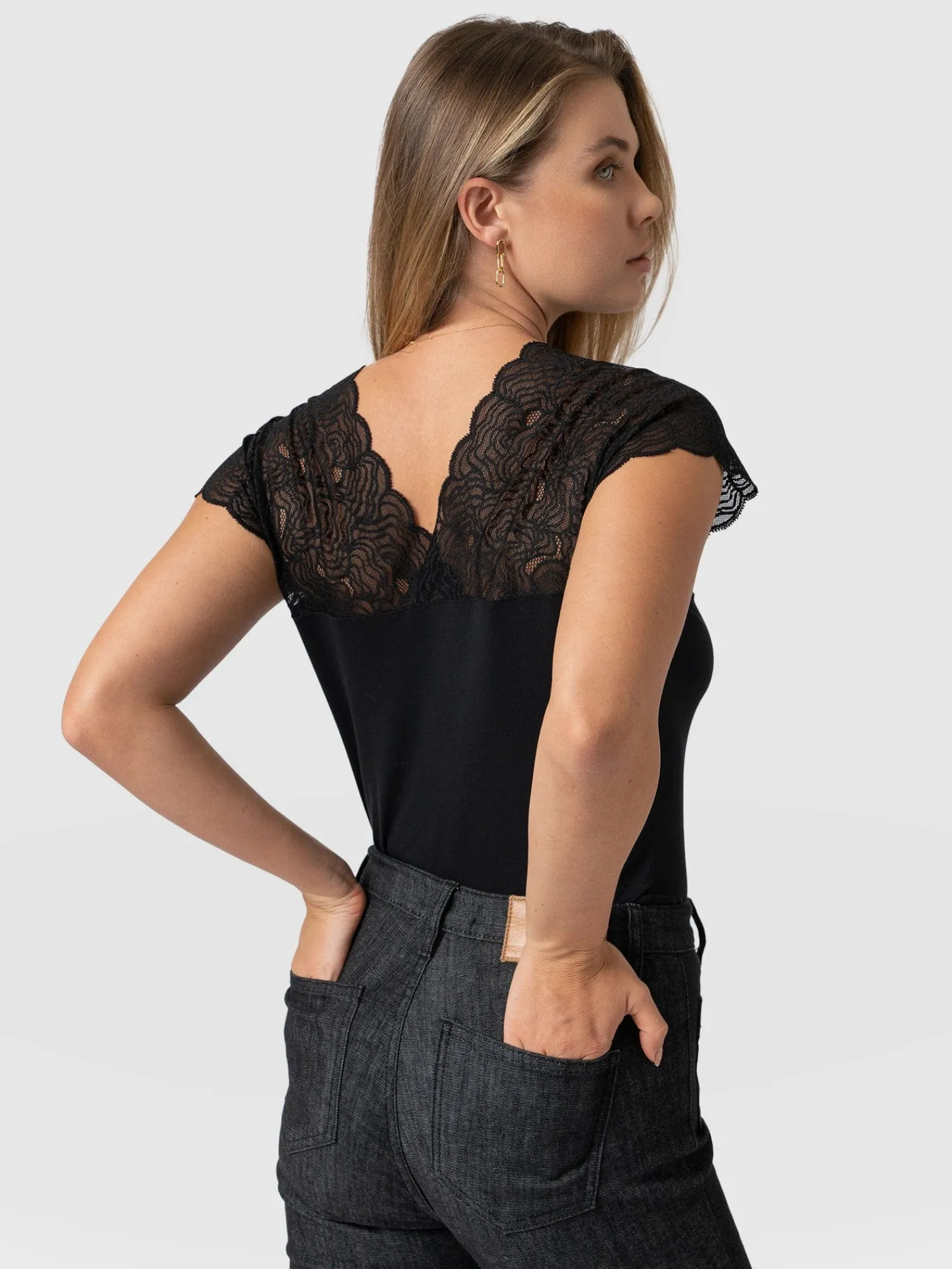 Outlet Saint and Sofia Sophia Lace Tee - Black